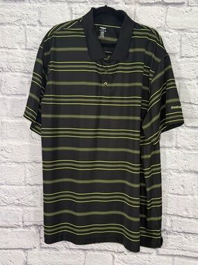 Reebok Big & Tall Men’s Black Polo Shirt with Lime Stripe 4XLT